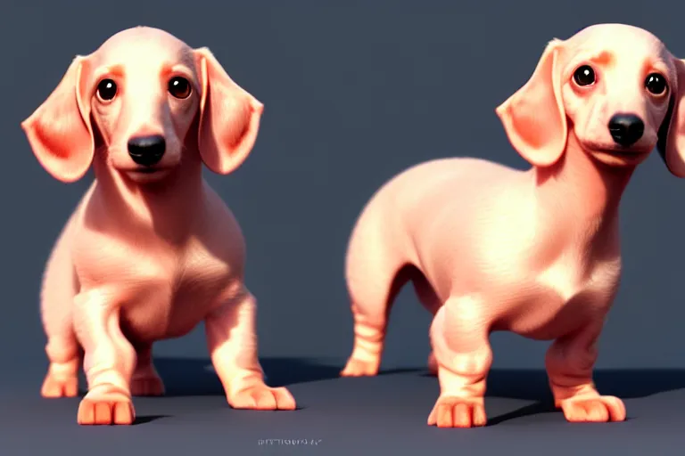 Prompt: high quality 3 d render hyperrealist very cute multipastel fluffy baby dachshund, vray, smooth in the background, artstation