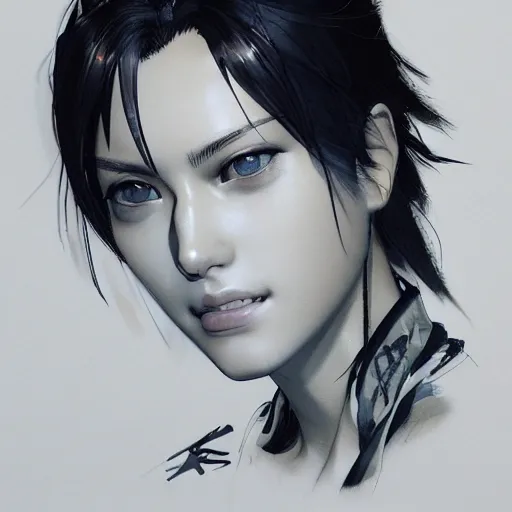 Image similar to highly detailed portrait of a cute young lady by Yoji Shinkawa, 4k resolution