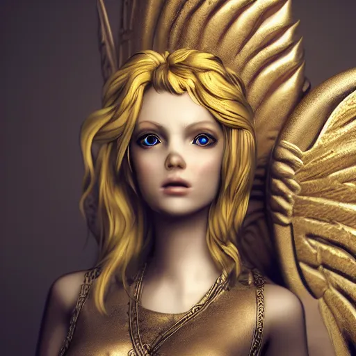 Image similar to pretty blond steampunk angel, 8 k, shallow depth of field, 8 k, ultra high detail, concept art,