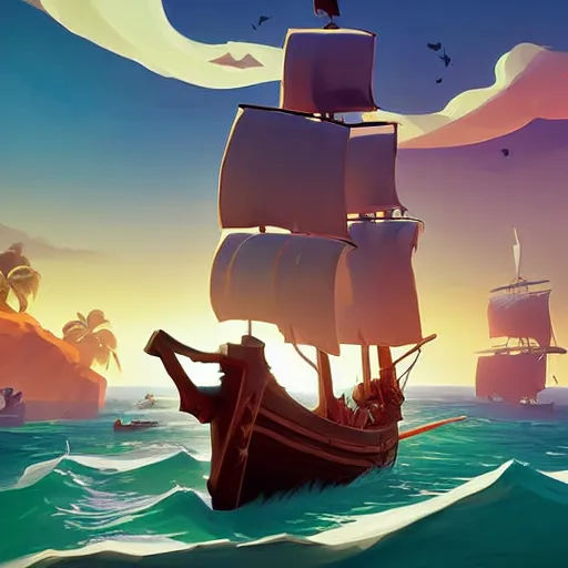 Image similar to painting treasure on sea of thieves game smooth median photoshop filter cutout vector, behance hd by jesper ejsing, by rhads, makoto shinkai and lois van baarle, ilya kuvshinov, rossdraws global illumination