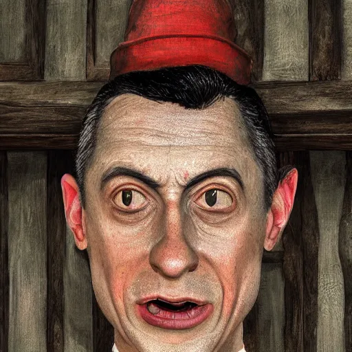 Prompt: hyperrealistic mixed media high resolution painting of the severed head of Peewee Herman resting upon a magnificent mantle in an old cabin, stunning 3d render inspired art by István Sándorfi and Greg Rutkowski and Unreal Engine, perfect facial symmetry, dim volumetric lighting, 8k octane beautifully detailed render, full body shot, post-processing, extremely hyper-detailed, intricate, epic composition, highly detailed attributes, highly detailed atmosphere, cinematic lighting, masterpiece, trending on artstation, very very detailed, masterpiece, stunning, flawless structure, lifelike texture, perfection,