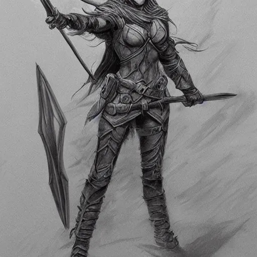 Prompt: elf ranger, character, dungeons and dragons, pencil art, high quality