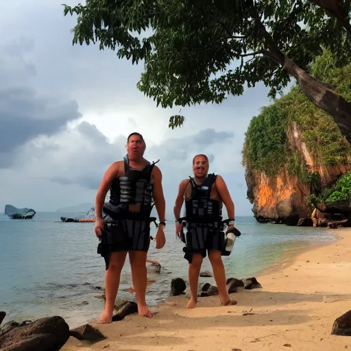 Prompt: storm troppers on holiday in thailand