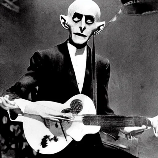 Image similar to count orlok playing delta blues, anime