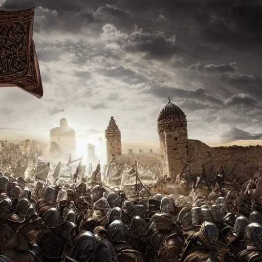 Prompt: aftermath of Byzantine Seljuk wars, dynamic lighting, cinematic, establishing shot, extremely high detail, shining, photo realistic, cinematic lighting, intricate line drawings, 8k resolution