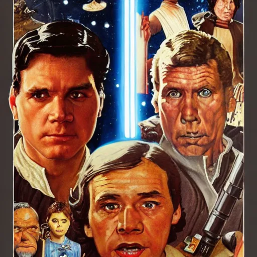 Image similar to star wars movie poster in the style of norman rockwell, detailed painting, 8 k