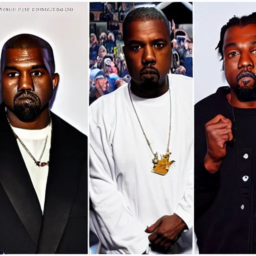 Image similar to kanye west and walter white and kendrick lamar and denzel curry all posing