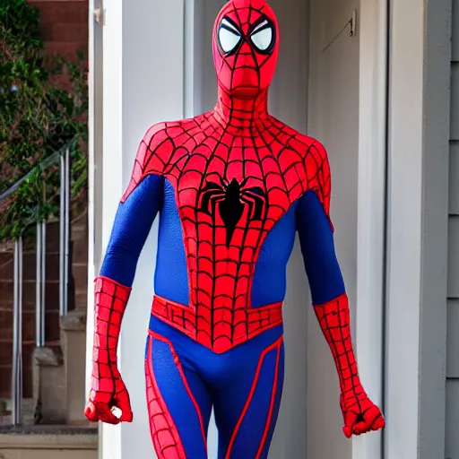 Image similar to jerma 9 8 5 wearing spiderman's costume