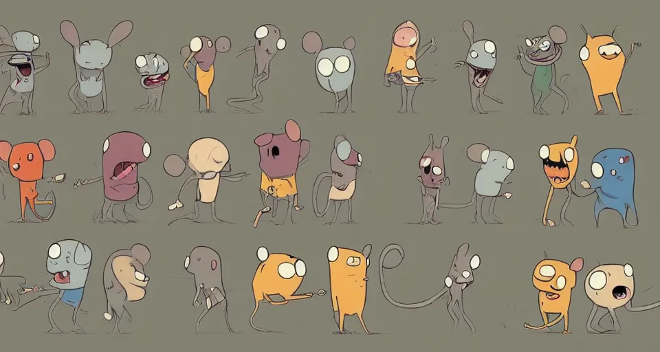 Image similar to cartoon dead mice, in the style of adventure time, the amazing world of gumball, pixar, toki doki, greg rutkowski and makoto shinkai, trending on artstation