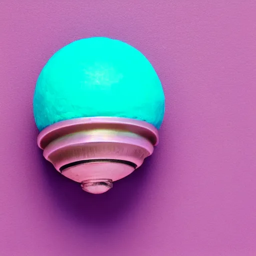 Image similar to mk 2 grenade!!! made of cotton candy, centered, product shot, bright, airy, iridescent lighting, gradient background