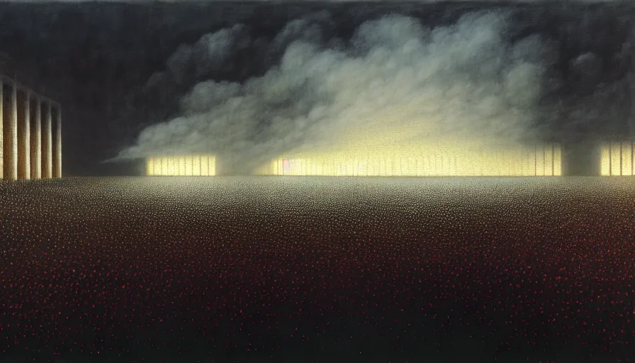 Prompt: detailed painting of rick owens fashion show, exterior, floral ornaments, volumetrics lights, beam of bright lights through the clouds, beksinski, bougeureau