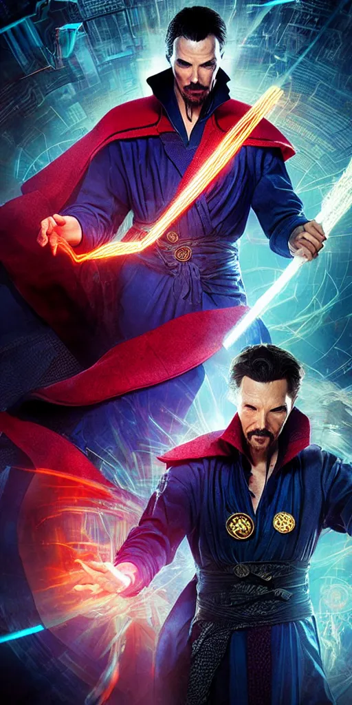 Image similar to cyberpunk, dr strange, photograph, cinematic,