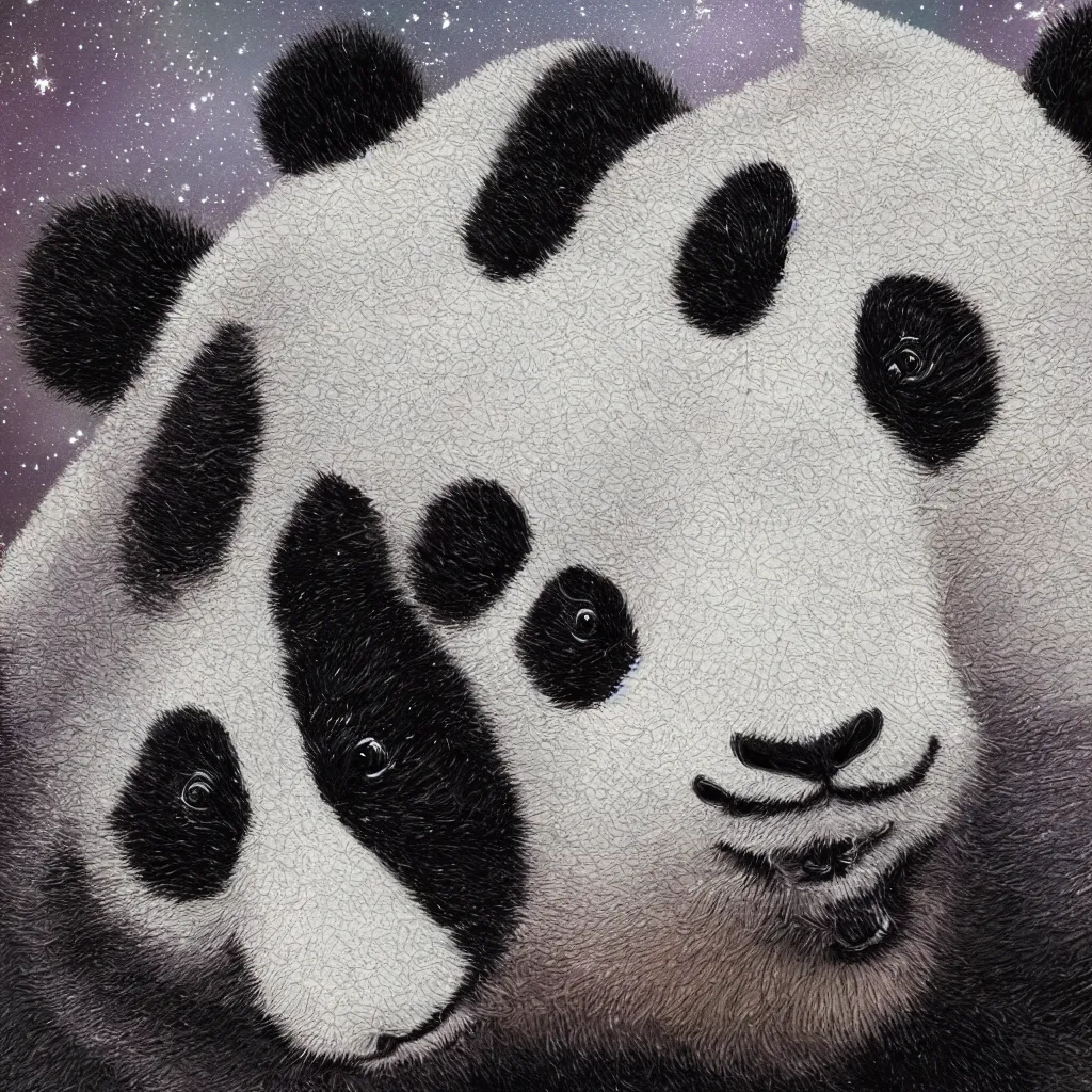 Image similar to panda 🐼 , high quality, high details, 🌌, high detail photo, 🌠,digital art,