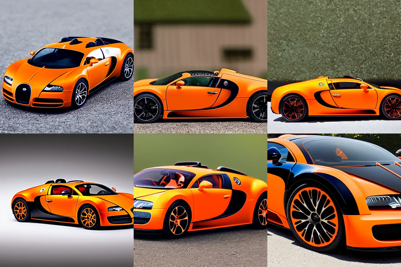 Prompt: an orange and black bugatti veyron as a hot wheels
