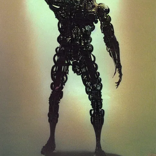 Image similar to a cyborg mutating uncontrollably concept art by syd mead and Zdzisław Beksiński