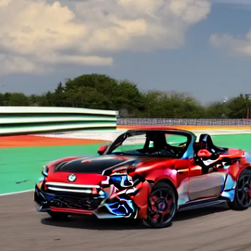 Prompt: a 2 0 1 7 abarth 1 2 4 spider driving on a race track