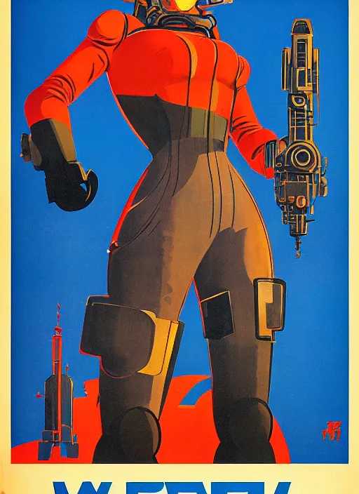 Image similar to soviet propaganda poster. cyberpunk mech pilot. portrait by jean giraud and anton otto fischer and john philip falter and will eisner and gil elvgren and pixar. realistic proportions. character art. science fiction d & d. tf 2, overwatch, rb 6 s, cyberpunk 2 0 7 7, blade runner 2 0 4 9.