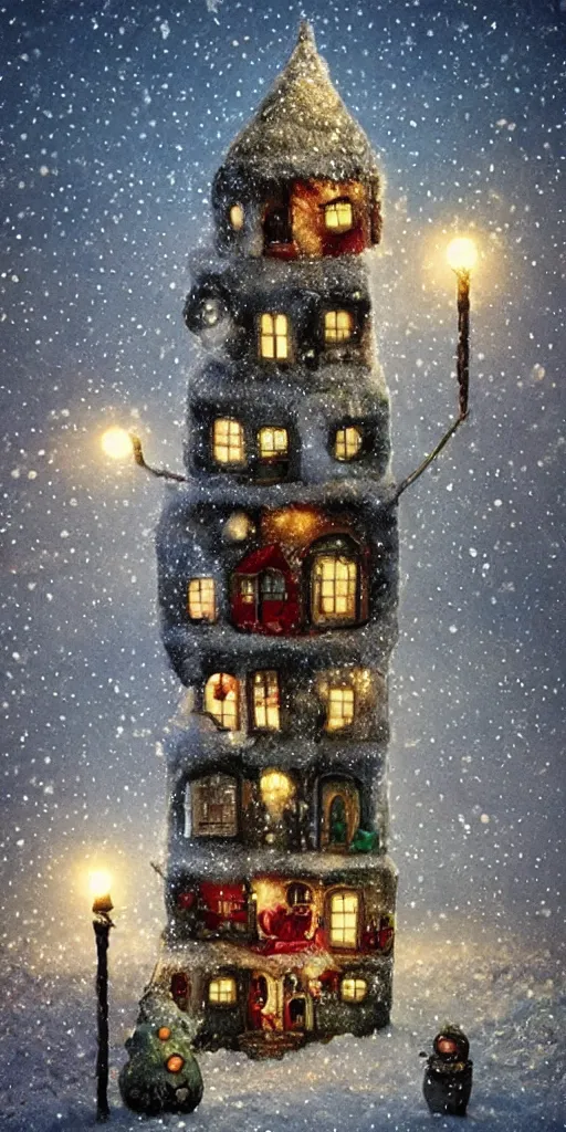 Prompt: a christmas snowman house by alexander jansson