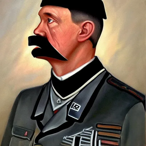 Prompt: facial portrait of kevin durant as adolf hitler, german chancellor, 1 9 3 3, oil on canvas painting by william sidney mount, trending on artstation