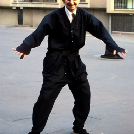 Image similar to A Ninja mr bean,