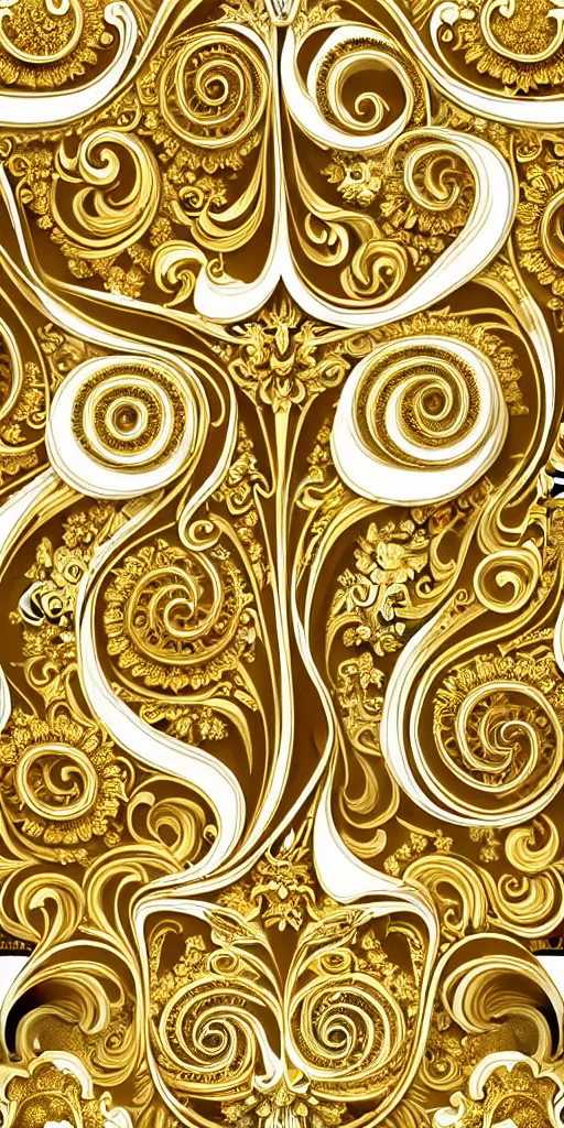 Image similar to the source of future growth dramatic, elaborate emotive Golden Baroque and Rococo styles to emphasise beauty as a transcendental, seamless pattern, symmetrical, large motifs, rainbow syrup splashing and flowing, Palace of Versailles, 8k image, supersharp, spirals and swirls in rococo style, medallions, white smoke, Gold silver black and rainbow colors, perfect symmetry, versace baroque, High Definition, photorealistic, masterpiece, 3D, no blur, sharp focus, photorealistic, insanely detailed and intricate, cinematic lighting, Octane render, epic scene, 8K