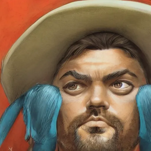 Prompt: beautiful portrait of a man with a short-beard (looking like joshua jackson), in the style of Enki Bilal and Joe Jusko and Alex Ross, trending on artstation