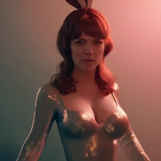 Image similar to detailed film still of mary winstead wearing a playboy bunny outfit, 8 k, by greg rutkowski, artgerm, global illumination