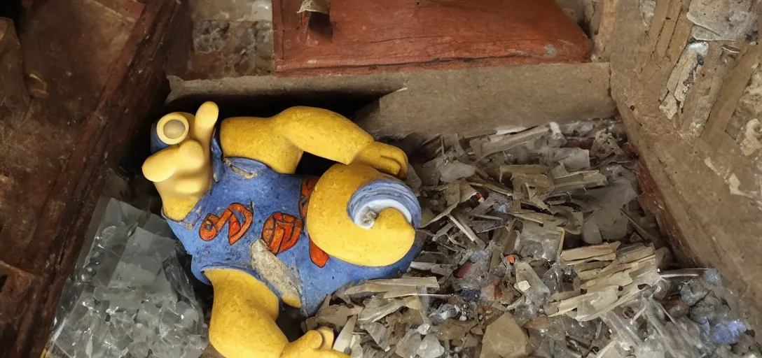 Prompt: Homer Simpson figurine found in a very old chest in egypt