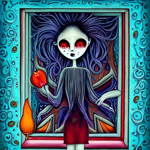 Prompt: macabre painting of the feeling of numbness by jeremiah ketner | horror themed | creepy