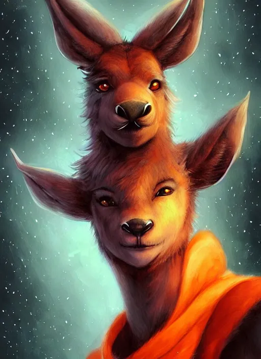 Image similar to award winning beautiful portrait commission of a male furry anthro Black Reindeer fursona with a tail, wings and a cute beautiful attractive detailed furry face wearing stylish black and orange galaxy clothes in a outerspace city at night while it rains. Character design by charlie bowater, ross tran, artgerm, and makoto shinkai, detailed, inked, western comic book art