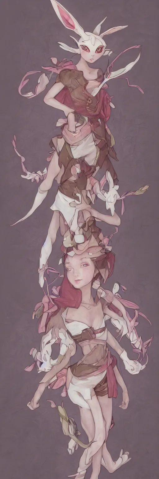 Image similar to Sylveon pokemon Gajinka as a small human girl , highly detailed, digital pencil painting, anime, cartoonish, hybrid human / anthro, monster girl, sharp focus, illustration, art by artgerm and greg rutkowski and alphonse mucha