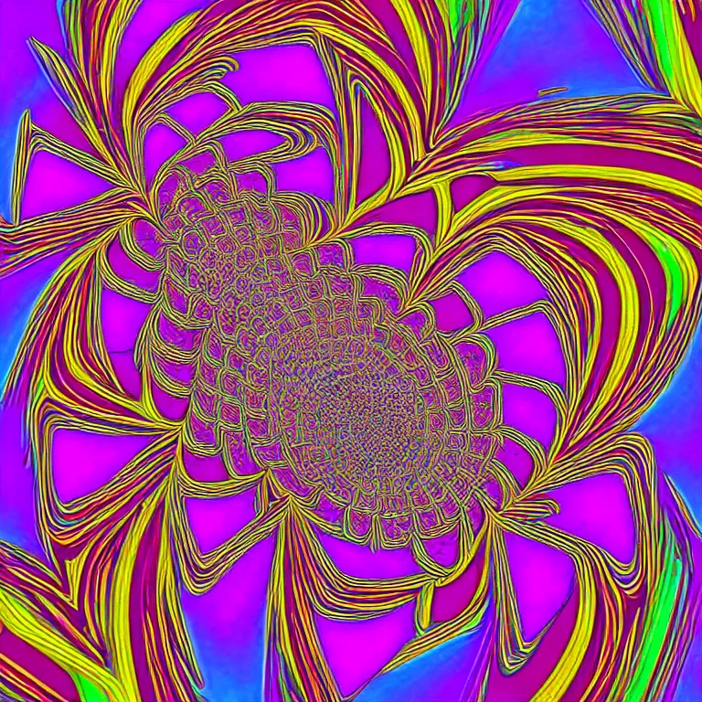 Prompt: symmetrical generative art of a psychedelic sonic wave swirl fibonacci mandelbulb kaleidoscope in muted colors, perfect symmetry