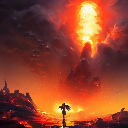 Image similar to nuclear explosion, 💣 💥, 💣 💥, 💣 💥💣 💥, bomb explosion, 💣 💥, 💣 💥, 💥, bright art masterpiece artstation. 8k, sharp high quality artwork in style of Jose Daniel Cabrera Pena and Greg Rutkowski, concept art by Tooth Wu, blizzard warcraft artwork, hearthstone card game artwork, exploding, grenade explosion