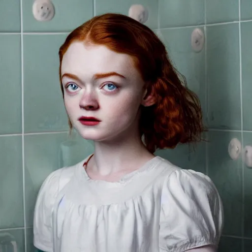 Prompt: sadie sink face in a kitchen sink