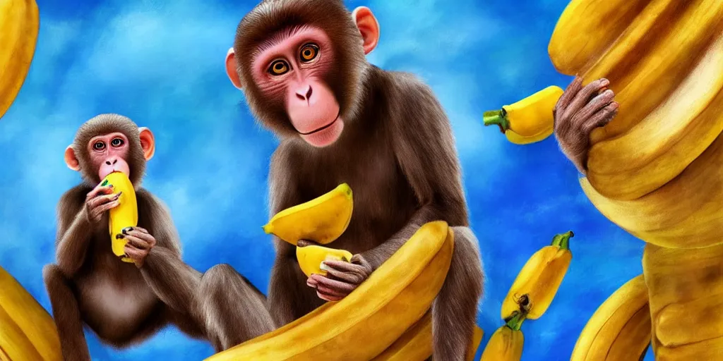 Image similar to monkey on planet mars eating banana, artstation top, high definition, deviant art, extremely beautiful