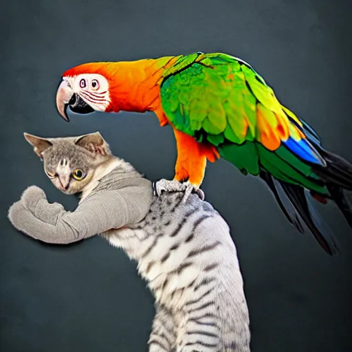 Image similar to a parrot - cat - hybrid, animal photography