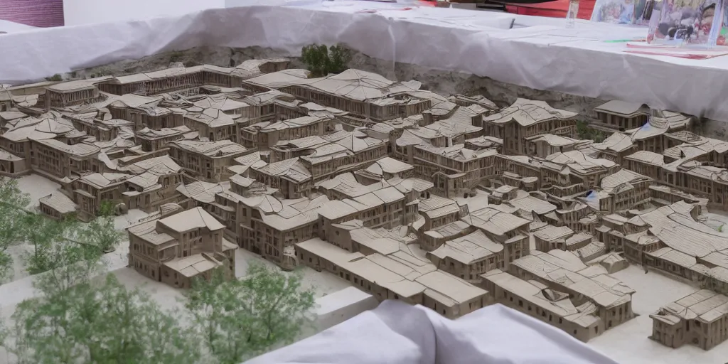 Prompt: architectural model of a chinese xinjiang re-education centre