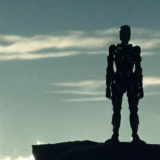 Prompt: movie still of cyborg made of the sun, cinematic composition, cinematic light, criterion collection, by david lynch