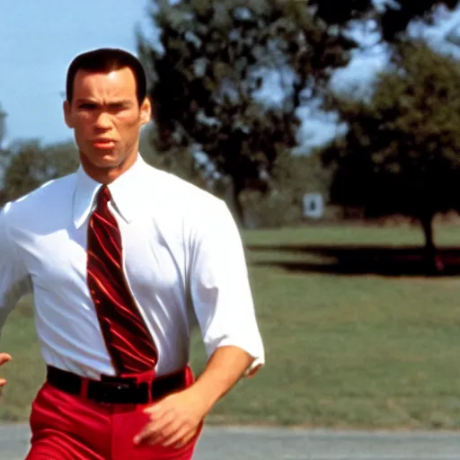 Image similar to john travolta as forrest gump