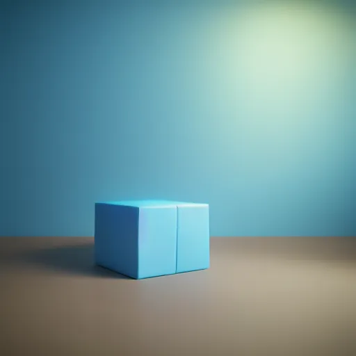 Image similar to single blue cube, studio light, octane render