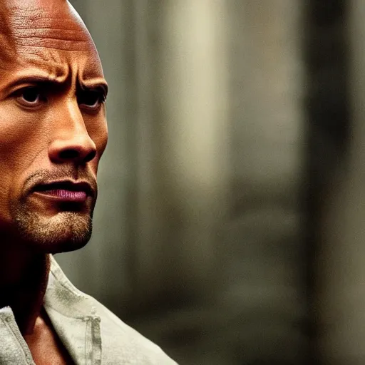 Prompt: Dwayne Johnson, intense stare, sharp, highly detailed, Hollywood movie still