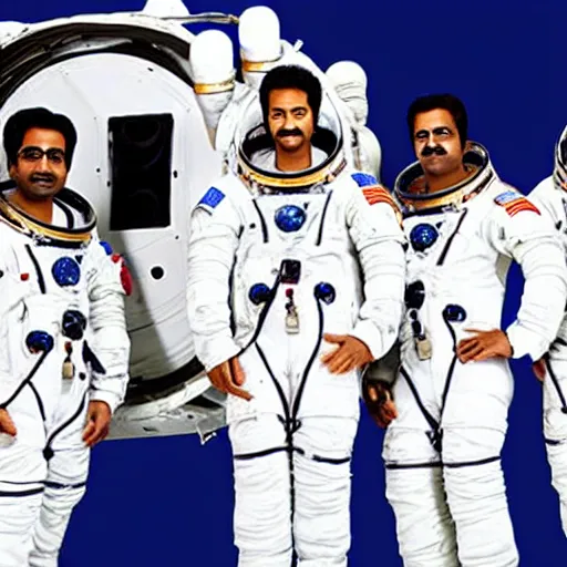 Image similar to a team of astronauts in a bollywood movie blockbuster