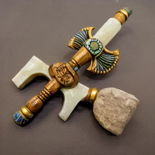 Image similar to handmade soapstone crosier, Egyptian style, modern handiwork