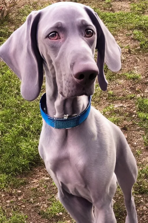 Prompt: a weimaraner dog in a fancy clotes on the cosmos