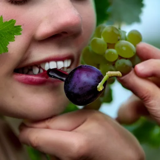 Prompt: a grape eating people