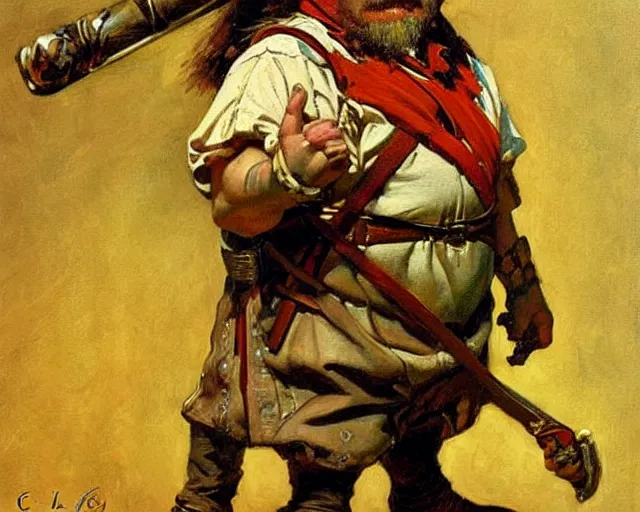 Image similar to portrait of a dwarf warrior, painting by j. c. leyendecker