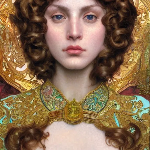 Image similar to closeup portrait of a beautiful alluring female goddess, detailed, centered, digital painting, artstation, concept art, donato giancola, Dante Gabriel Rossetti, alphonse mucha, Joseph Christian Leyendecker, WLOP, Boris Vallejo, Breathtaking, 8k resolution, extremely detailed, beautiful, establishing shot, artistic, hyperrealistic, beautiful face, octane render