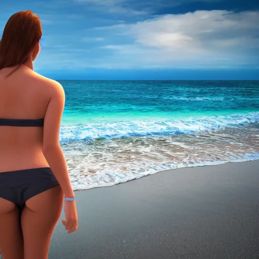 Prompt: a woman in a bikini on the beach in sao paulo, 8k, detailed, 3d