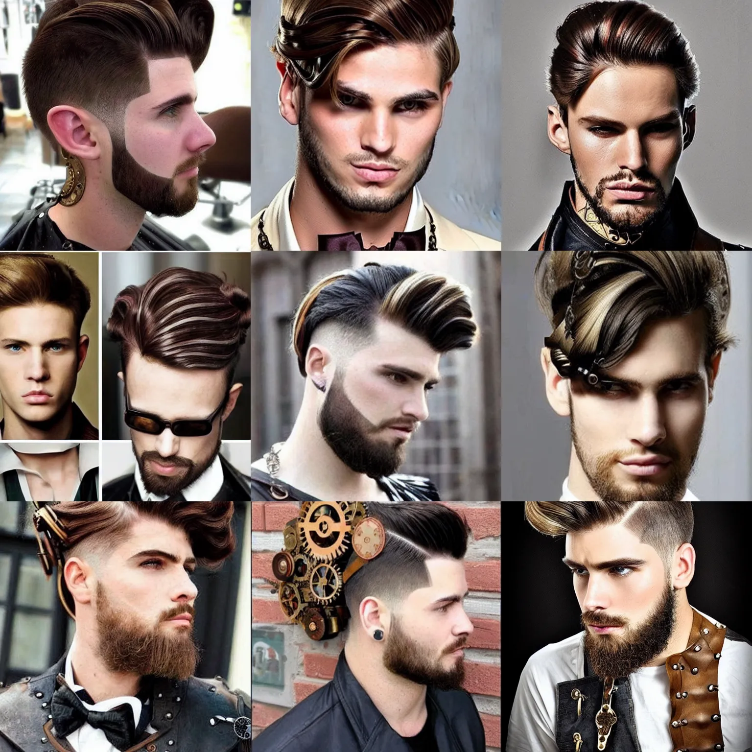 Prompt: mens steampunk hairstyle