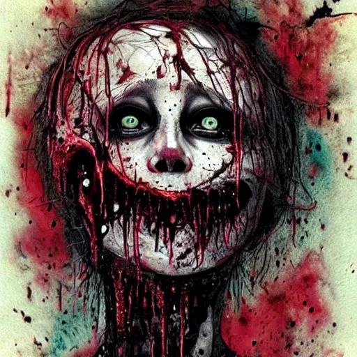 Prompt: horror art, deep bleeding decaying colors!